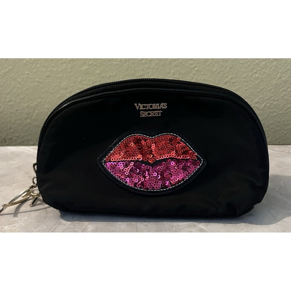 Victoria's Secret Runway Patch On-The-Go Beauty Makeup Cosmetic Bag Pouch Sequin